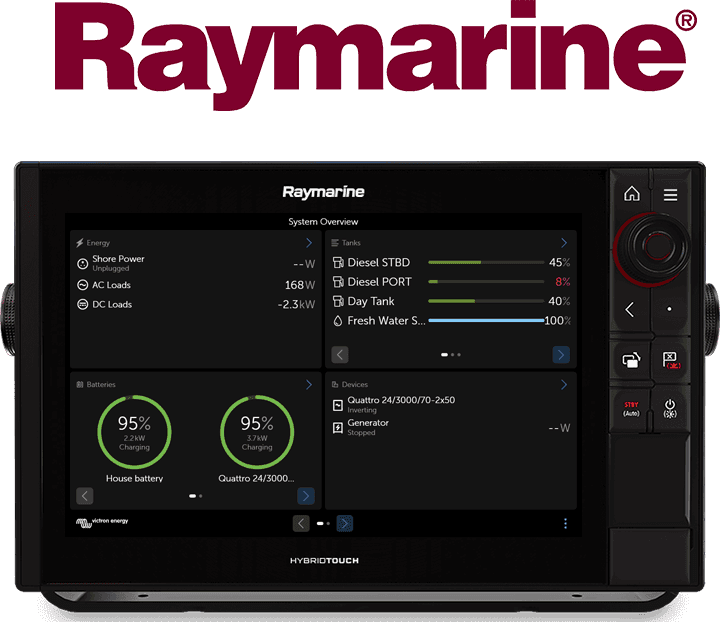 Integrasjon av GX-enheter til en marin multifunksjonell skjerm - Raymarine