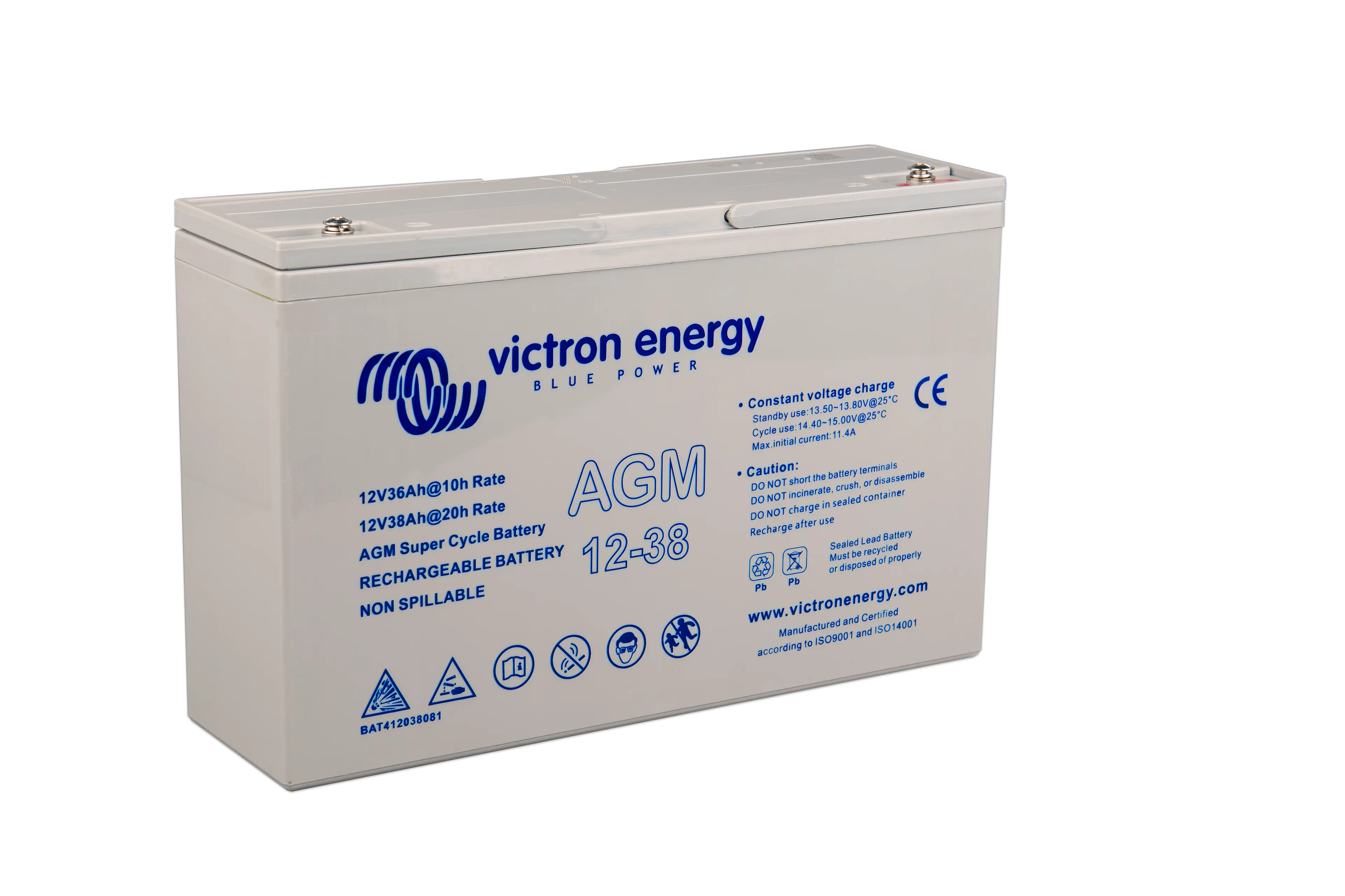 12V 38Ah AGM Super Cycle Battery (right)  thumbnail